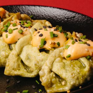 GYOZAS VEGETALES CON KIMCHI Y QUESO